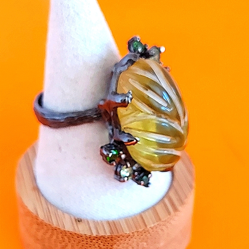 Natural Not Enhanced Lemon Quartz Ring 925 Sterling Silver Size 8.5 - Picture 5 of 10